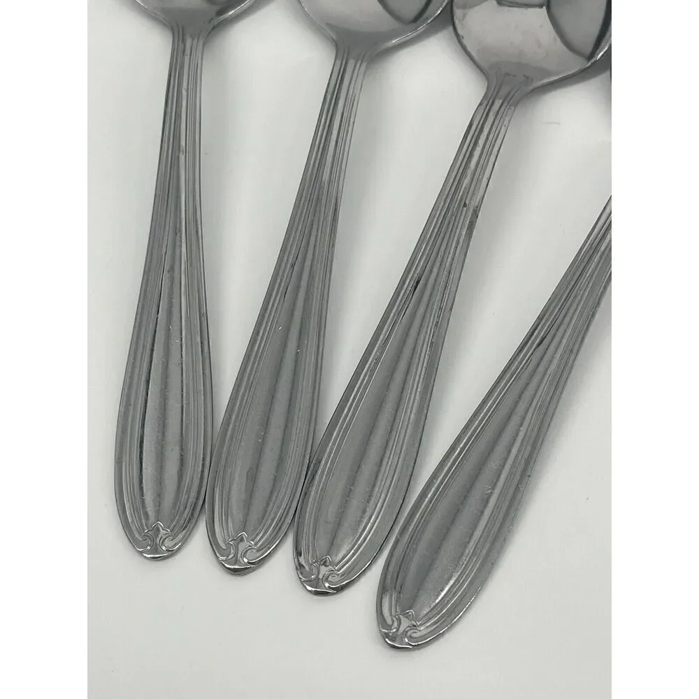 Oneida Parade Stainless Glossy Outline Thor Teaspoons 6” Set Of 4
